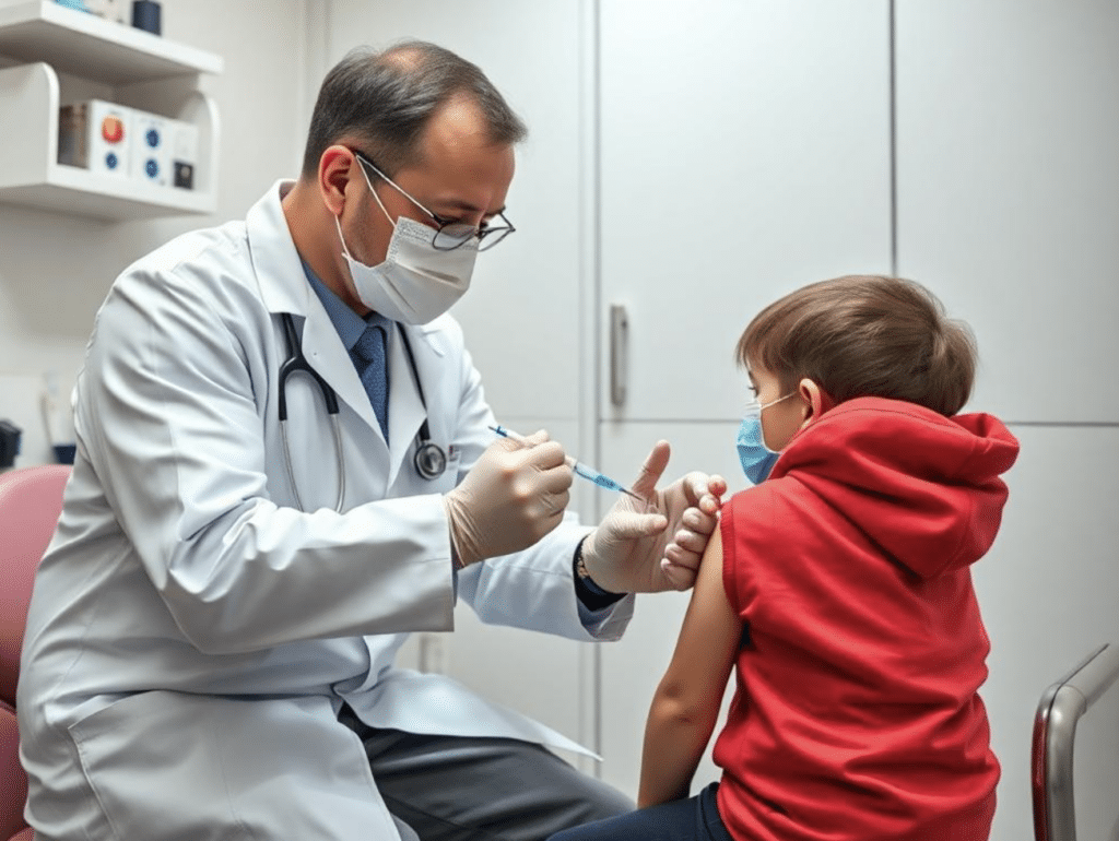 enfant se fait vacciner
